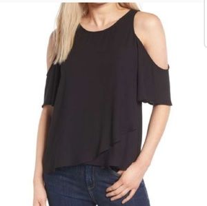 Black cold shoulder top